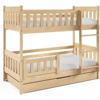 Masseno Etagenbett LUCIA 80x160 cm mit Schublade Kinderbett Massivholz Kieferfarben