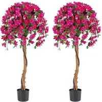 Kunstbaum Azalee-Blumen, COSTWAY, Höhe 135 cm, 135 cm Künstlicher Baum mit Blüten