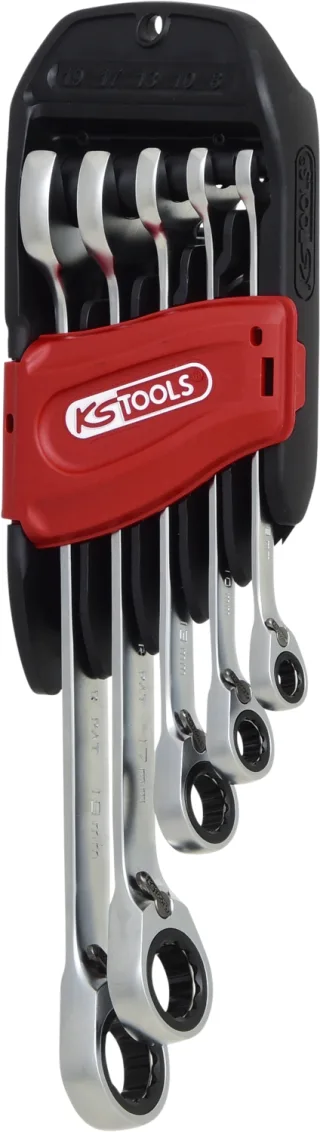 KS Tools GEARplus® RINGSTOP-Ratschenringmaulschlüssel-Satz, abgewinkelt, 5-tlg - 503.4955