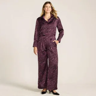 Gemusterte Satinhose, Damen,  Lila, Polyester, by Lands' End