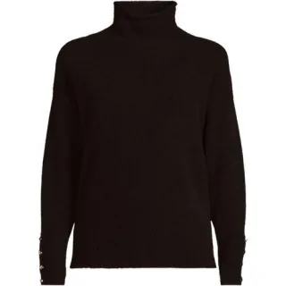 Soft Touch Stehkragenpullover mit Ärmelknöpfen, Damen,  Braun, Polyacryl/Woll-Mischung/Nylon-Mischung, by Lands' End