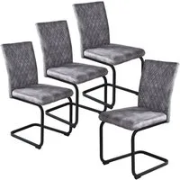 Jiexi Esszimmerstuhl Esszimmerstuhl Grau gepolstert mit Freischwinger Gestell 2er/4er/6er (Set), Schwingstuhl