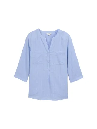 Tom Tailor - Plus Size - Bluse mit Brusttaschen blue chambray design - Gr. - 50