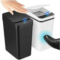 AKKEE Mülleimer 2x 12 L Automatik Sensor Mülleimer Wasserdicht (IPX5), Leise Müllbehälter berührungslos