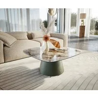 DELIFE Couchtisch Edge, Boot 90x90 cm Keramik Patagonia Poliert Borna Effektfinish Titan