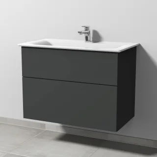 Sanipa 3way Waschtischunterbau zu Ideal Standard Connect Air Waschtisch mit 2 Auszügen, Graphit-Matt SP6421B