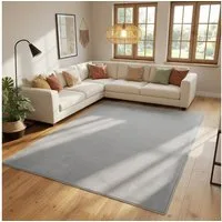 SIMPEX24 Teppich Unicolor - Einfarbig, Läufer, Höhe: 7 mm, Kurzflor Rund Teppich Anti Rutsch Rückseite Waschbar Flauschiger