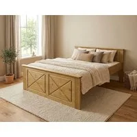 OTTO home Massivholzbett Hugo, FSC® zertifiziertes Massivholz, optionaler Stauraum/ Bettkästen (B/T/H: 153/208/84 cm, Liegefläche 140x200), aus massiver Kiefer, Landhaustil mit edlen Verzierungen, Made in EU
