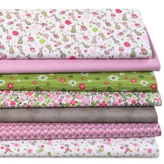 Patchwork- und Quiltpaket Hasen-Silhouette "Mona", grün/pink