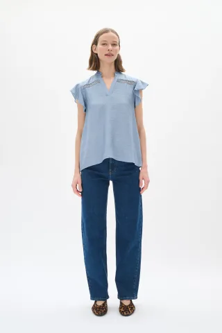 Kurzarm-Bluse Bleached Blue