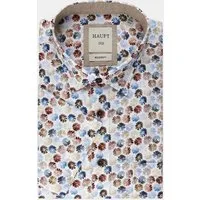 Haupt Kurzarmhemd Modern Fit Kurzarm Baumwoll-Herrenhemd Blumenprint Weiß Sommer