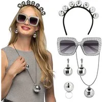 Boland Kostüm Kostüm-Set 'Discokugel' 6-tlg., Silber - Schmuck