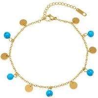 Unique Fußkette Fußkette im Boho-Style mit blauen Perlen vergoldet A5017