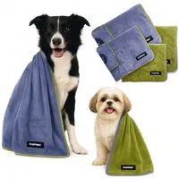 FLUFFINO® Hundehandtuch Badehandtuch für Hunde & Katzen Mikrofaser – 4er-Pack, hohe Saugfähigkeit Reinigung Fell schnell trockend Badehandtuch