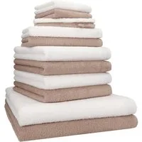 Betz Handtuch Set 12 TLG. Handtuch Set BERLIN Farbe Cappuccino - weiß, 100% Baumwolle (12 Teile, 12-St)