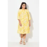 Ulla Popken Jerseykleid Kleis Kreise A-Linie U-Boot-Ausschnitt 3/4-Arm
