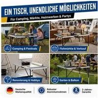 Goods+Gadgets Klapptisch Faltbarer Campingtisch – Multifunktionstisch für Outdoor & Garten (Markttisch Tapeziertisch), Klappbarer Multifunktionstisch