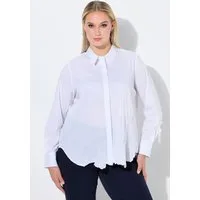 Ulla Popken Hemdbluse Bluse Blütenstickerei Hemdkragen Langarm