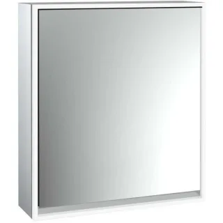 Emco Loft Aufputz-Lichtspiegelschrank 979805102 600x733mm, LED umlaufend, 1 Tür, Anschlag rechts, aluminium/Spiegel