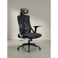 KADIMA DESIGN Bürostuhl Drehstuhl Mesh, ergonomischer Chefsessel, Lordosenstütze, Kopfstütze (Lordosenstütze 4-fach höhenverstellbar, Armlehnen, Hartbodenrollen), Mesh-Netzgewebe, S-Form, Lordosenstütze 4-fach, Kopfstütze verstellbar