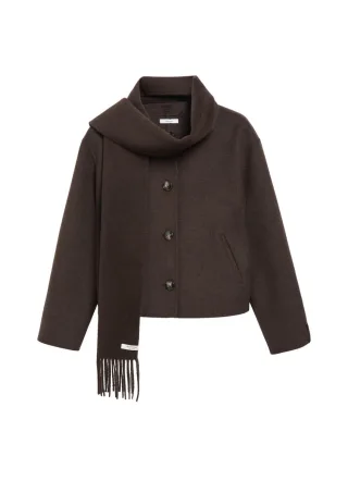 comma - Kurze Jacke in Wolloptik braun - Gr. - XS