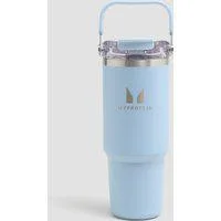 Myprotein Recycelte Metall Trinkflasche mit Tragegriff und Strohhalm 900 ml - Babyblau