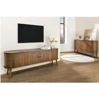 riess-ambiente Lowboard VALHALLA WOOD 160cm smoked braun · TV-Schrank mit 2 Schiebetüren (Einzelartikel, 1 St), Eiche · Wohnzimmer · 4 Fächer · Retro Design