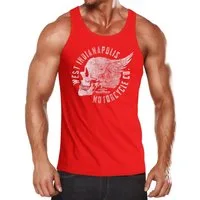 Neverless Tanktop Herren Tank Top Motorrad Biker Totenkopf Skull Wings Vintage mit Print