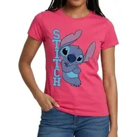Spreadshirt T-Shirt Lilo & Stitch, Stitch Mit Schriftzug Frauen T-Shirt (1-tlg) Slim Fit, fällt klein aus