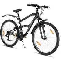 HILAND Mountainbike 26 Zoll Vollfederung Herren Damen Mountainbike, Mit 18-Gang-Schaltung, Federgabel und vollgefedertem Rahmen, Kotflügel