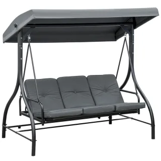 Outsunny Hollywoodschaukel, Dunkelgrau, Metall, 117x175x195 cm, Gartenmöbel, Hollywoodschaukeln