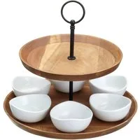 Artesà Servier-Set ARTESÀ, Holzwerkstoff, Porzellan, 2-stufig, inkl. 6 Schälchen