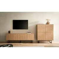 Home affaire Wohnzimmer-Set Lund, moderne Anbauwand, Wohnzimmer-Set in Stone Oak, (2-St), enthält Lowboard und Highboard