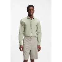 HUGO Langarmhemd Kenno Slim-Fit Hemd aus bügelleichter Baumwoll-Popeline
