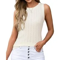 Arach&Cloz Tanktop Damen Pullunder Tanktop, Ärmelloses Stricktop aus leichter Wolle Elegantes Basic Oberteil für Frühling, Sommer, Herbst & Winter