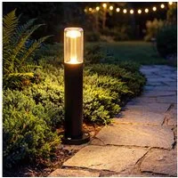 ZMH LED Pollerleuchte Außen Schwarz, 40 cm, 10 W, 3000 K warmweiß, LED Pollerleuchte, LED fest integriert, Warmweiß, Wegeleuchte aus Aluminium/Glas für Garten, Weg und Terrasse