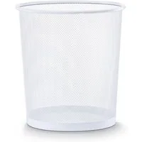 Basera® Papierkorb Papierkorb Mülleimer für Büro, Bad, Jugendzimmer & Kinderzimmer, 14,5 Liter, Ø26 x 28 cm, Metallgeflecht, rund, weiß