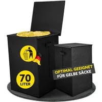 HANDFILL Flaschensammler Müllsackständer 70L mit Deckel Stoffumrandung Wäschekorb (Einzel Müllsackständer Set mit Deckel und Stoffumrandung, Müllsackständer mit Stoffbezug Deckel und Gestell 70 Liter), Müllsackständer 70L mit Deckel und Stoffumrandun
