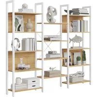 VASAGLE Bücherregal, mit 14 Ablagen, Regal mit Metallrahmen, für Wohnzimmer, Büro
