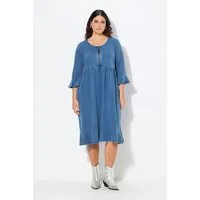 Ulla Popken Jerseykleid Midikleid Zipper A-Linie Rundhals 3/4-Arm
