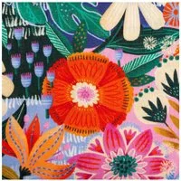 SCHÖNER LEBEN. Stoff Viskose Stoff Meterware mit 42% Leinenanteil Blumen bunt 143cm, Digitaldruck