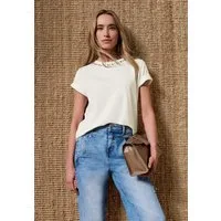 STREET ONE Kurzarmshirt Sommershirt mit dekorativen Details am Rundhals