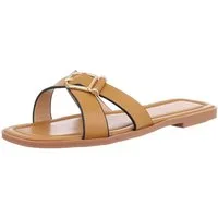 Ital-Design Elegante Komfort-Sandalen für jeden Anlass Pantolette (89322929) Blockabsatz Pantoletten in Camel