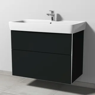 Sanipa 3way Waschtischunterbau zu Geberit Renova Plan Waschtisch mit 2 Auszügen, Vulkan-Matt BP8791V