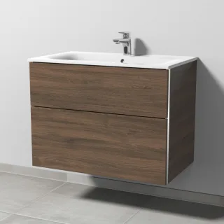 Sanipa 3way Waschtischunterbau zu Geberit Renova Plan Slim Waschtisch mit 2 Auszügen, Eiche-Arizona BR68780