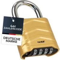 HMF Vorhängeschloss Zahlenschloss Vorhängeschloss, Schloss mit 4-stelligem Zahlencode, aus Aluminiumlegierung, 5,6 x 2,6 x 8,7 cm, Gold