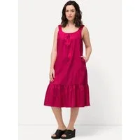 Ulla Popken Jerseykleid Midikleid Elastikträger Rundhals ärmellos Taschen