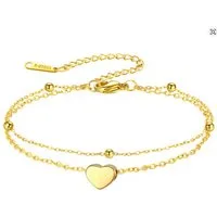 Ware aus aller Welt Fußkette Edelstahl Damen-Fußkettchen mit Herz-Anhänger in Gold oder Silberoptik