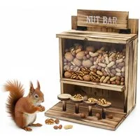 Spetebo Futterstation Eichhörnchen Futterstation NUT BAR aus Holz - 32 x 24 cm, Holz / Acryl, Praktischer Klappdeckel