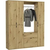 Home affaire Garderoben-Set TRONDHEIM, 5-teilig, Breite 152cm, individuell platzier- & erweiterbar, (Set, 4-St., bestehend aus: 2x Garderobenschrank & 3-tlgs. Zwischenbauelement), Garderobenschrank, Kleiderschrank, Schrankkombination, Garderobe
